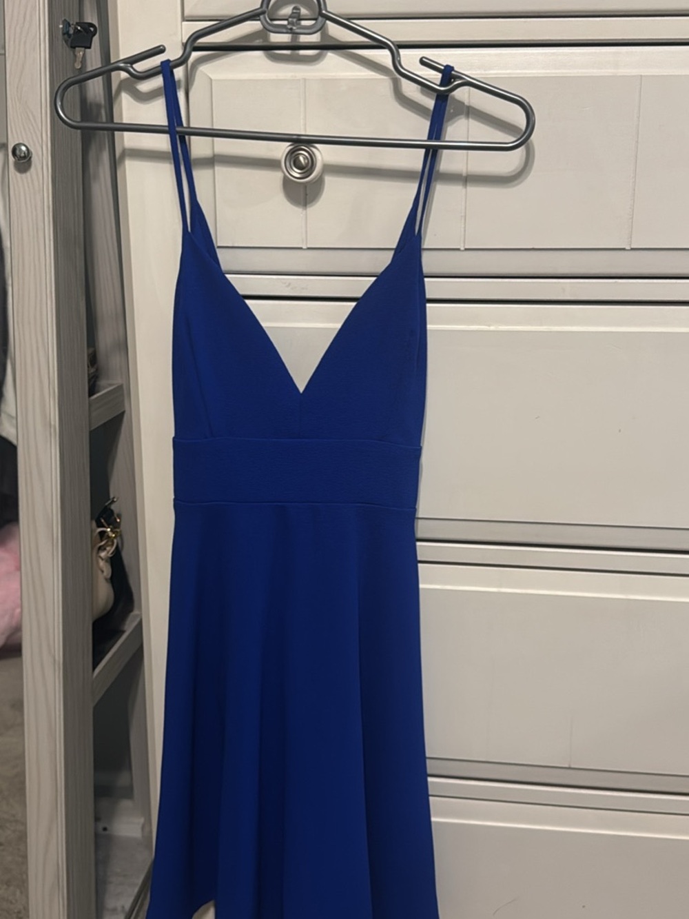 Windsor Royal Blue Spaghetti Strap V-Neck Mini Dress